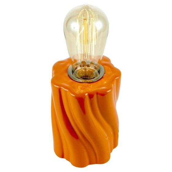 Happy Homewares Burnt Orange Glaze Table Lamp Base with Sculptural Twisted Wave Design