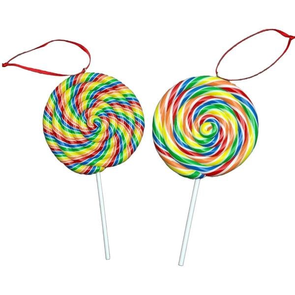 Lollipops Christmas Tree Hanging Decorations Set of 2 Ceramic Multicolour Baubles image 1