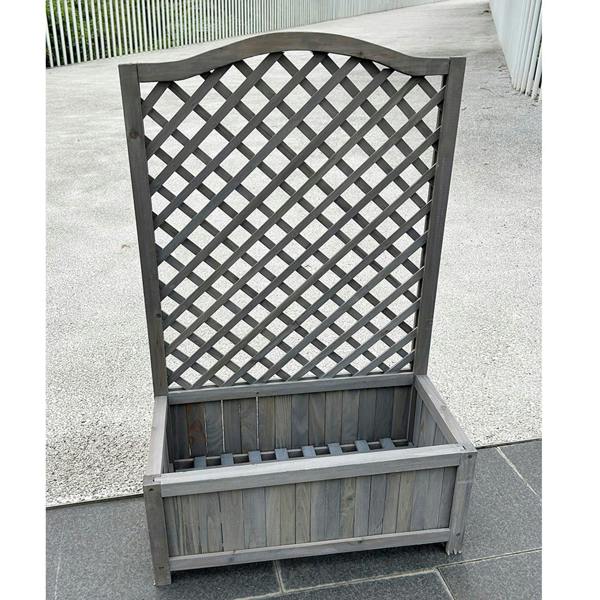 Gr8 Garden Grey Wooden Planter Lattice For Vines Garden Climbing Flower Plant Pot Trellis
