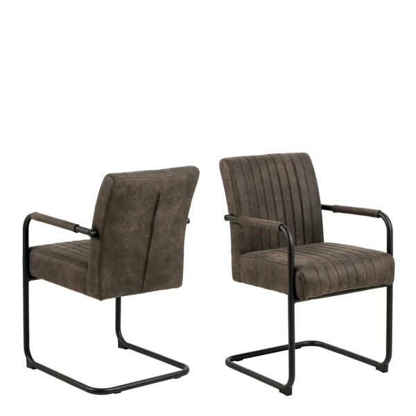 Wyld Haus Set of 2 Grey Upholstered Helsinki Dining Chair Ribbed Back
