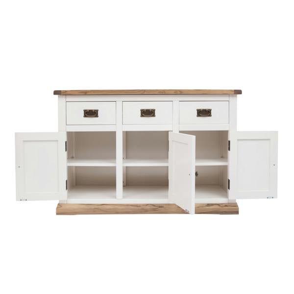 Cabinet Bits Tropea Off White 3 Drawer 3 Door Sideboard Brass Drop Handle
