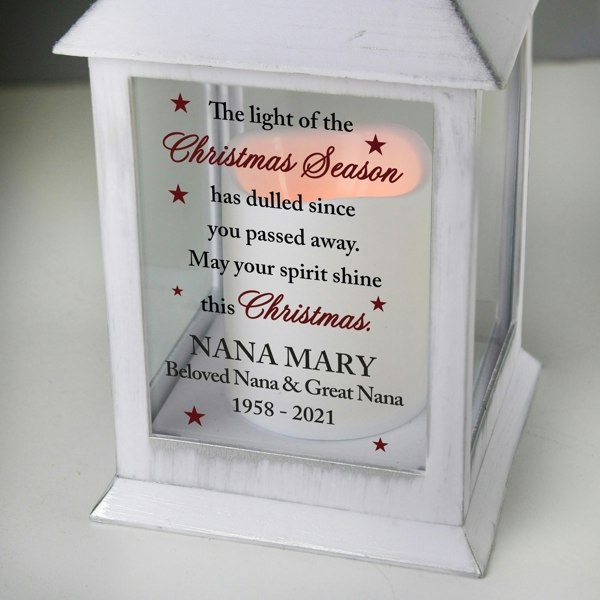 Personalised Memento Company Personalised Christmas Season Memorial White Lantern