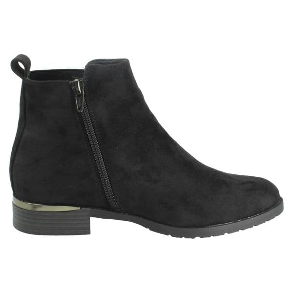 Spot On Ladies Spot On Low Heel Wide Fit Elastic Gussest Zip Ankle Boots F51195