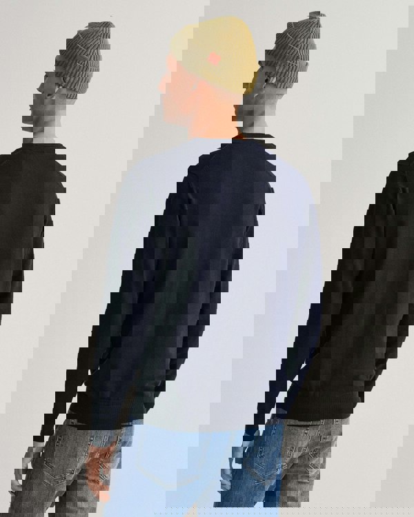 GANT Mens Classic Cotton Crew Neck Jumper - 433 Evening Blue