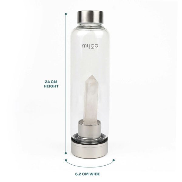 Myga Clear Quartz Crystal Glass Water Bottle
