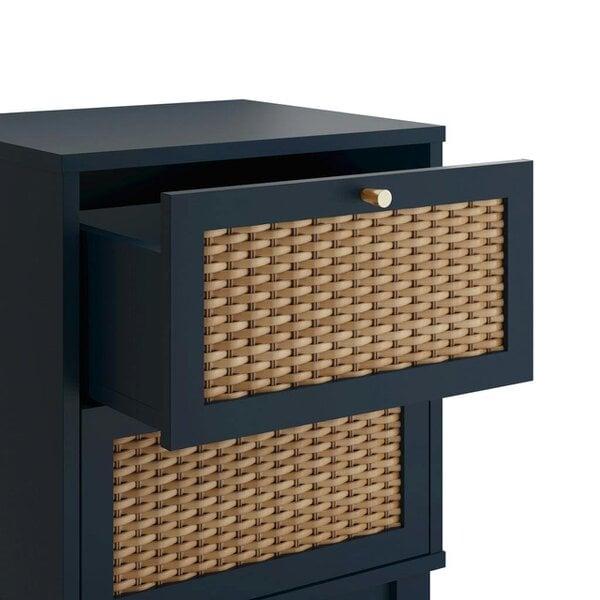 Wyld Haus Waterford Blue Oak and Rattan Bedside Table 2 Drawers