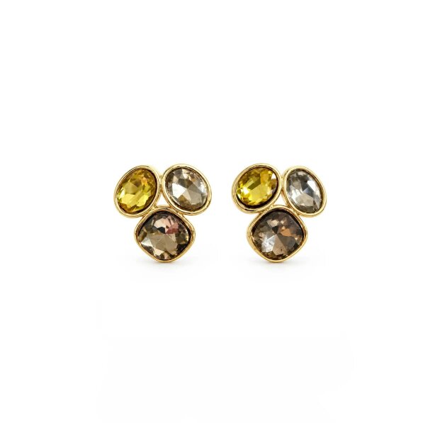 Luxe Tones Ciel Luxe 18k Gold Plated Mocha Jewel Cluster Earrings