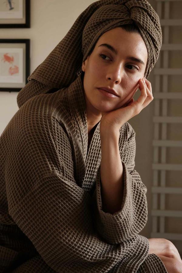 Pretty You London Waffle Cotton Hair Towel In Overland Trek