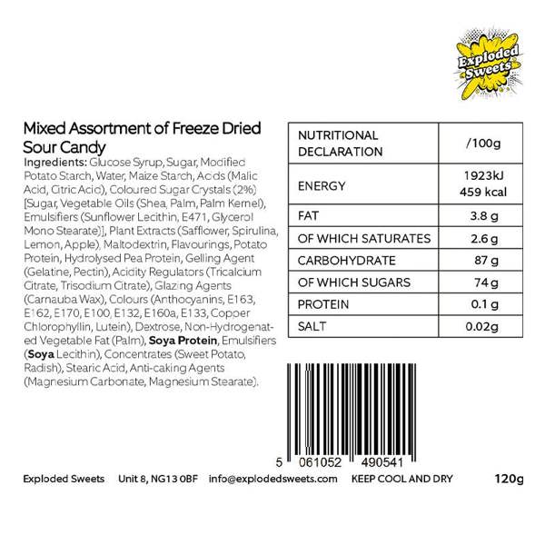Exploded Sweets Freezie Bag - Sour| Exploded Sweets | Freeze Dried Sweets UK