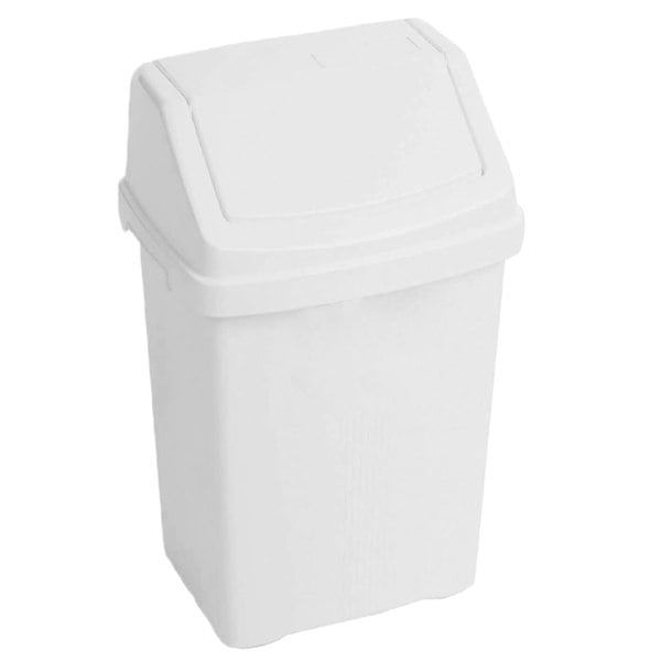 1 x 8L Ice White Flip Top Waste Rubbish Bin For Home, Office & Kitchen