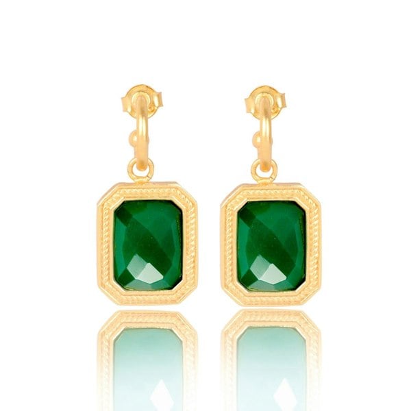 Lila Rasa Rectangular Emerald Green Crystal Hoops