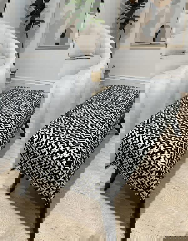 ISTOOLS Premium Eden Embossed Pattern Footstool Ottoman – Window Bay Seat & Multi-Use Coffee Table Bench (Non-Storage)