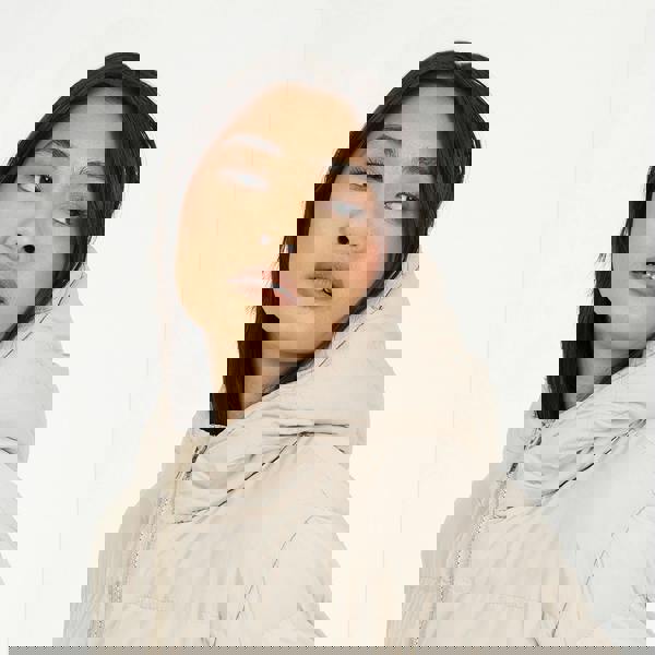 Brave Soul Stone Hooded Padded Jacket With Drawcord Waist - Stone Image 4