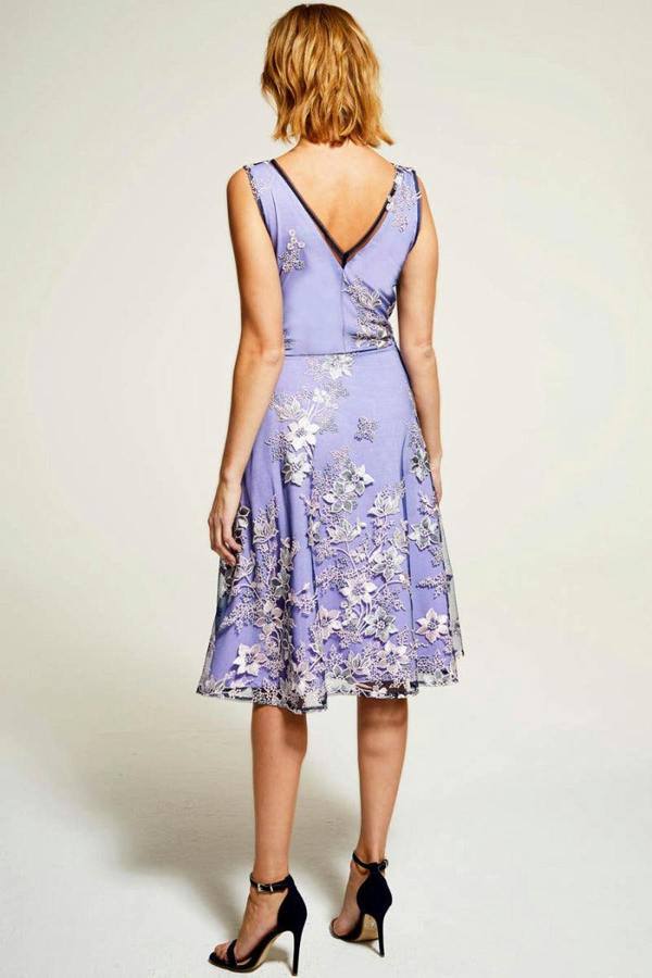 HotSquash Embroidered V Neck Fit n Flare Dress