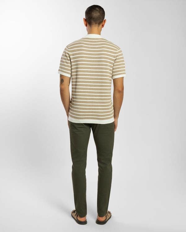 Steel & Jelly Large Stripe Knitted Button Polo Shirt