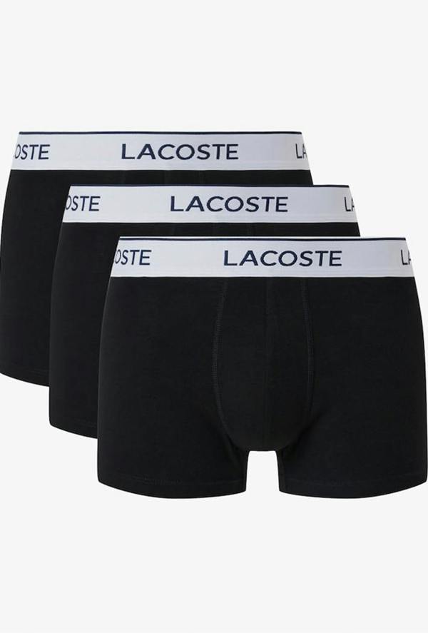 Lacoste 3-Pack Stretch Cotton Trunks - Black