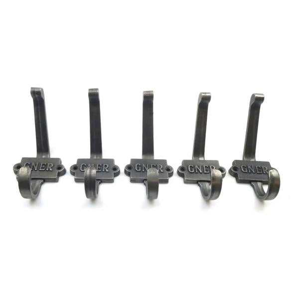 Antique Cast Iron GNER Railway Coat Hook - Pack of 5