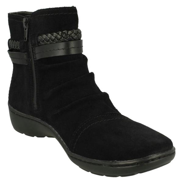 Clarks Ladies Clarks Braid Detailed Ankle Boots Cora BraidBoot