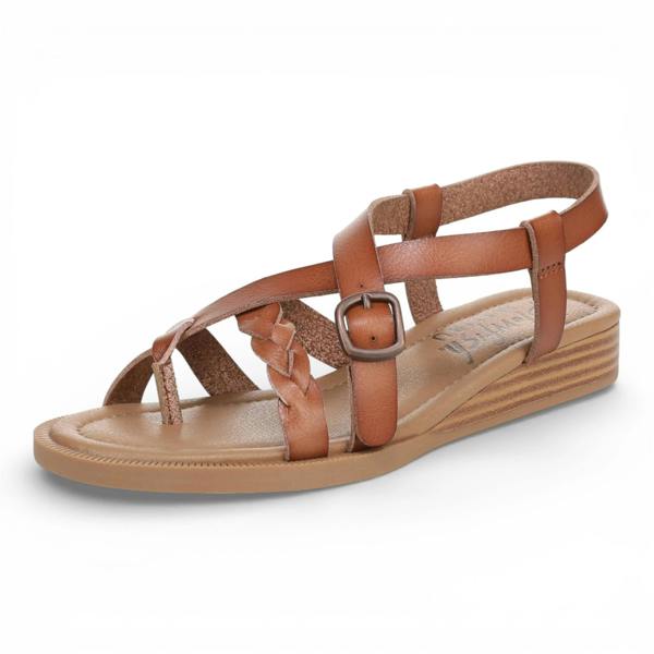 Blowfish Malibu April - Women's Scotch Tan Micro Wedge Strappy Sandals