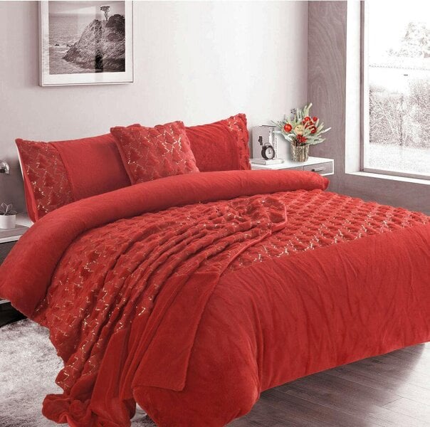 Night Zone Christmas Tree Teddy Fleece Duvet Cover Set – Soft Warm Festive Bedding