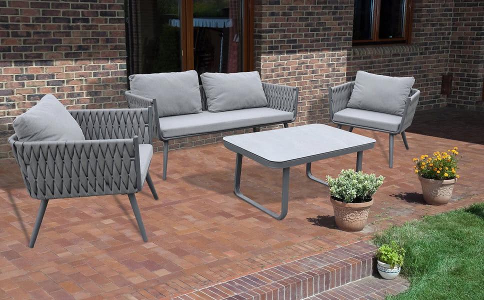 Groundlevel 4 Piece Woven Grey Furniture Set