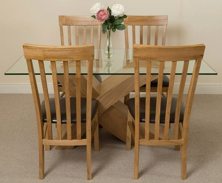 That's Furniture Valencia Oak Small Glass Dining Table & Harvard Oak Chairs