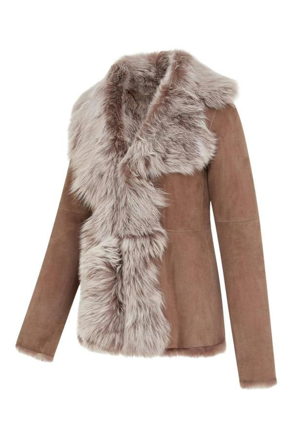 Infinity Leather Women's Sheepskin Toscana Shearling Suede Leather Jacket - Noiré