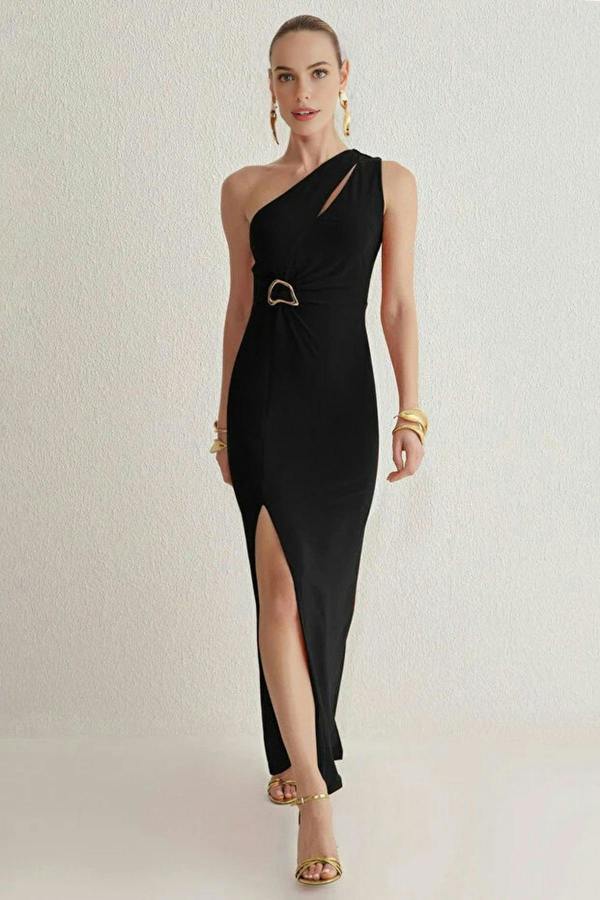 WOVCOR Maxi Evening Dress with Accessory Detail