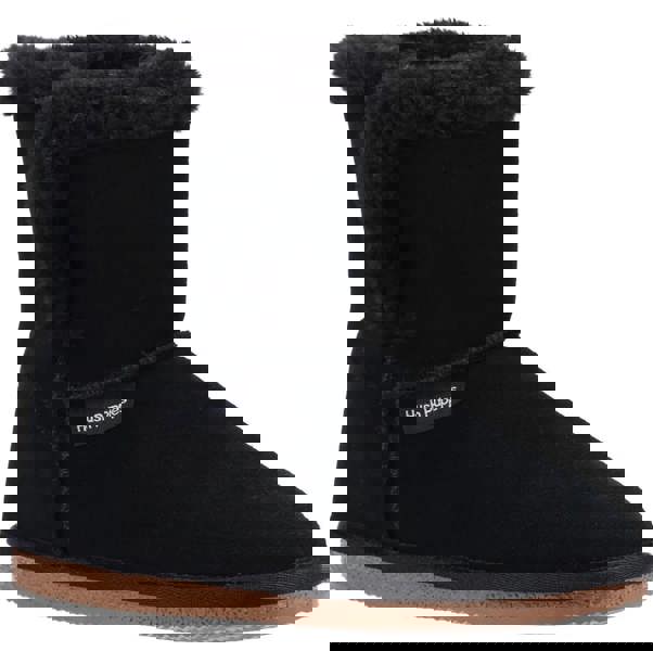 Hush Puppies Ashleigh Womens Real Suede Faux Fur Pull On Slipper Bootie