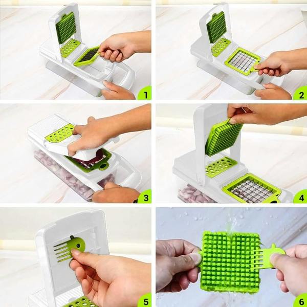 ADOV Vegetable Chopper, Multi-Function Mandoline Slicer with 7 Stainless Steel Blades, Container and Safety Guard
