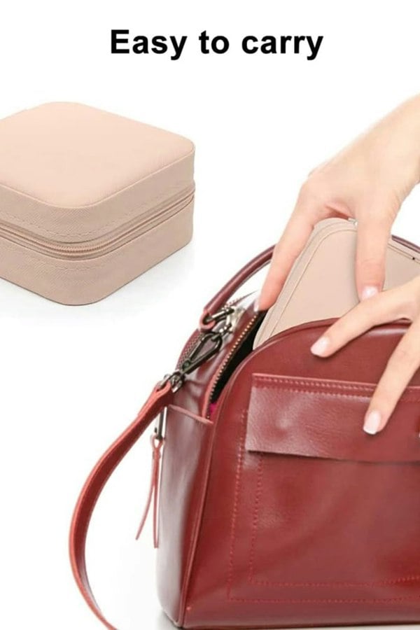 Living and Home Mini Portable PU Leather Jewelry Box Organizer Travel Jewellery Display Holder for Women