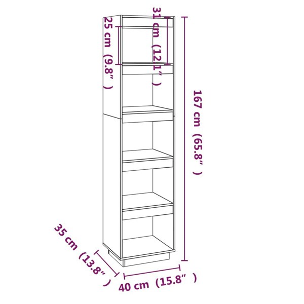Berkfield Book Cabinet/Room Divider Black 40x35x167 cm Solid Wood Pine