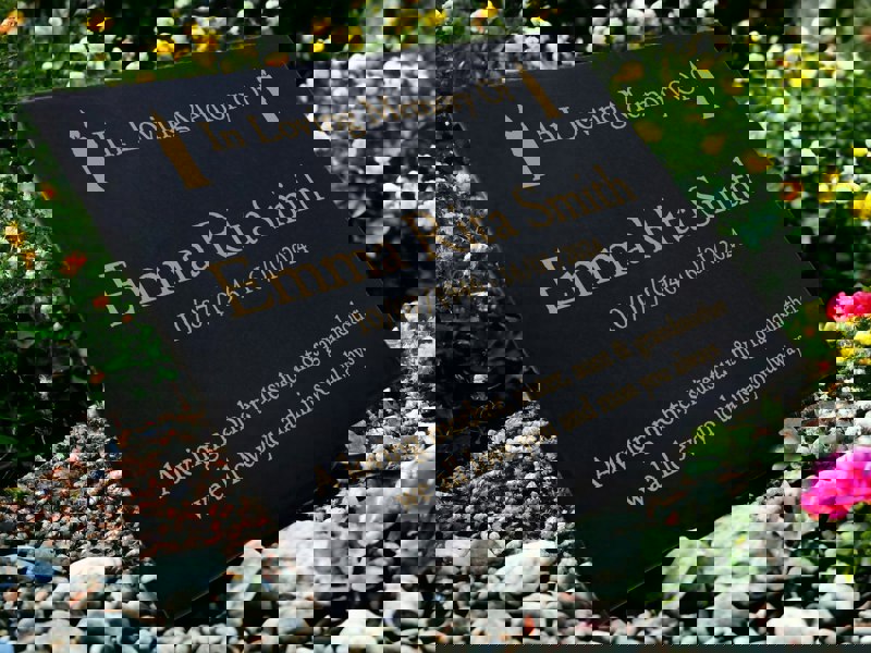 Memorials Direct Granite Memorial Plaque, Candle, Stand Included