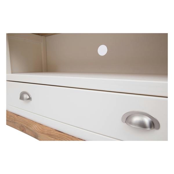Cabinet Bits Tropea Off White 1 Drawer TV Cabinet Chrome Cup Handle