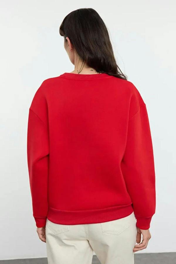 Hoxton Gal Thick Fleece-Lined Regular Fit Crew Neck Basic Knit Sweatshirt