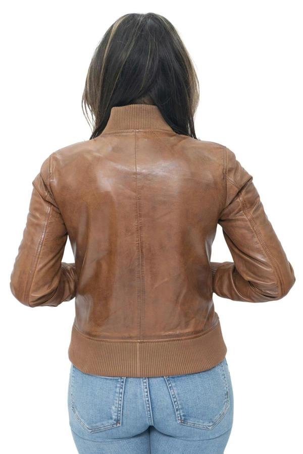 Infinity Leather Womens MA-1 Leather Bomber Jacket-Abbotsford