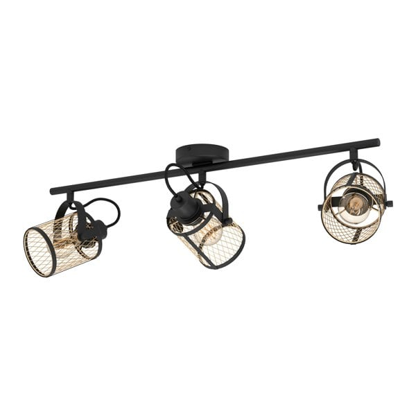 EGLO Dellow 3-Light Black Steel Lattice Style Adjustable Wall Or Ceiling Spotlight