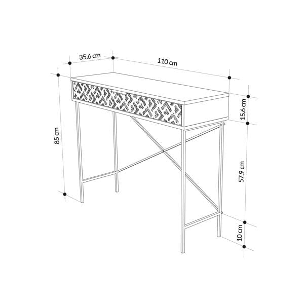 Decortie Modern Heaton Console 1-Drawer Storage Sideboard Elegant Metal Legs 110(W)cm