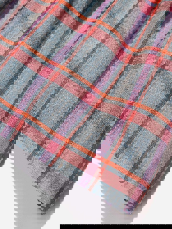 Bonpoint Girls Checked Linen Carole Dress in Grey