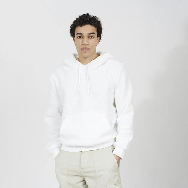 Brave Soul Cream Teddy Fleece Hoodie - Cream Image 1