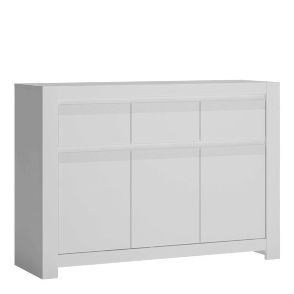 Wyld Haus Vienna White Wooden Storage Cabinet 3 Door 3 Drawer