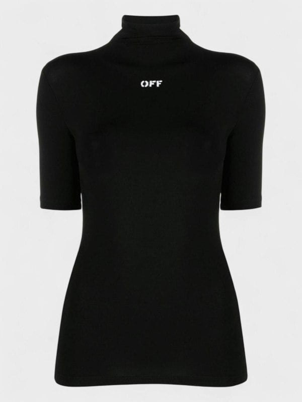 Off - White Logo Print Turtleneck Black - Supplied FashionOff - White