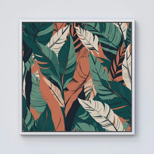 Warren Reed Autumn Tropical Leaves Framed Canvas