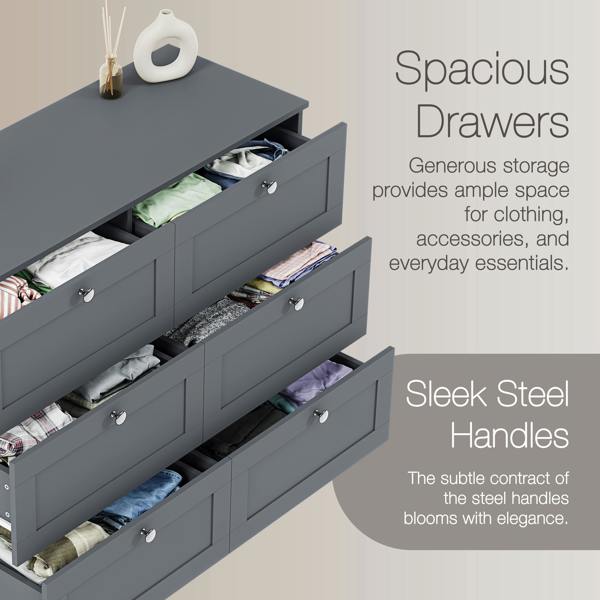 Vida Designs Altino 6 Drawer Chest, Black
