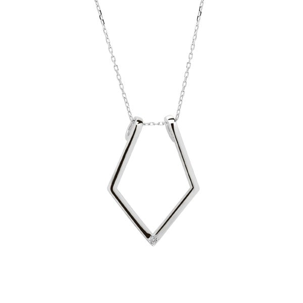 Spero London Fine Diamond Rhombus Ring Holder Necklace in Sterling Silver