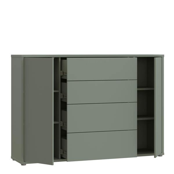 Furniture To Go Alice Springs Wide Sideboard with 4 Drawers & 2 Doors with Push-to-Open in Sage Green