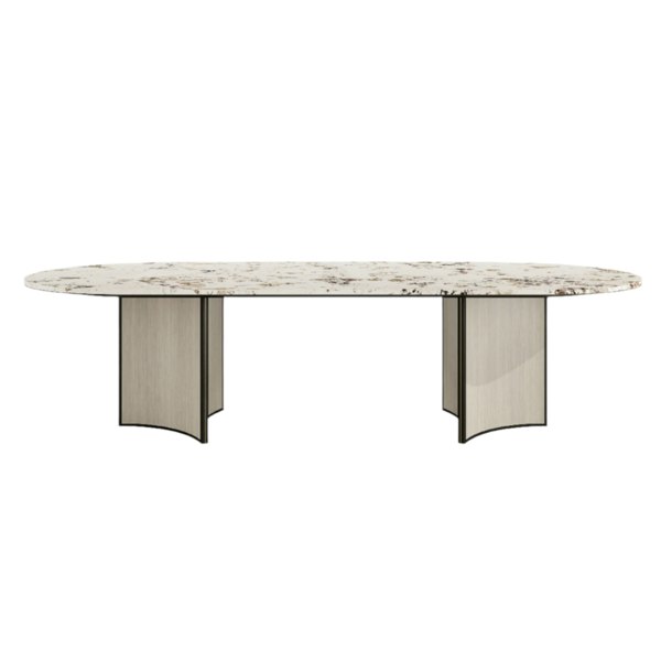 Trésor Luxury Natural Stone Top Dining Table & Antique Brass B