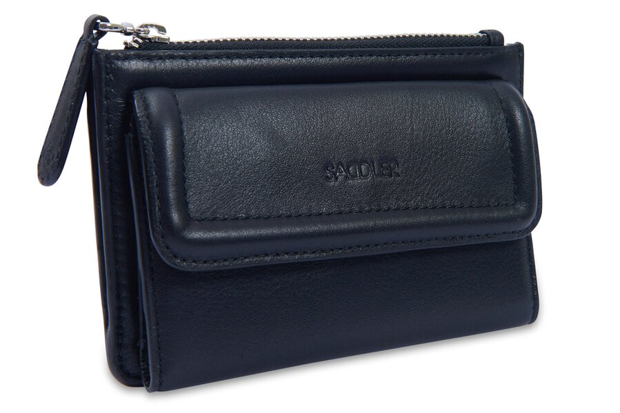 SADDLER "Marion" Bifold Real Leather Card Wallet with Zip Top Coin Purse (Gift Boxed) - Black