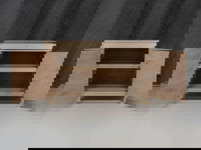 Arbor Garden Solutions Wooden Eucalyptus hardwood top workbench with lockable cupboard (V.9) with double shelf