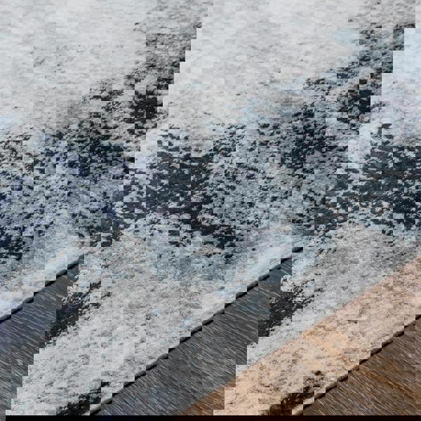 Livabliss Wanderlust-Abstract Blue Grey Black Modern Marble Rug